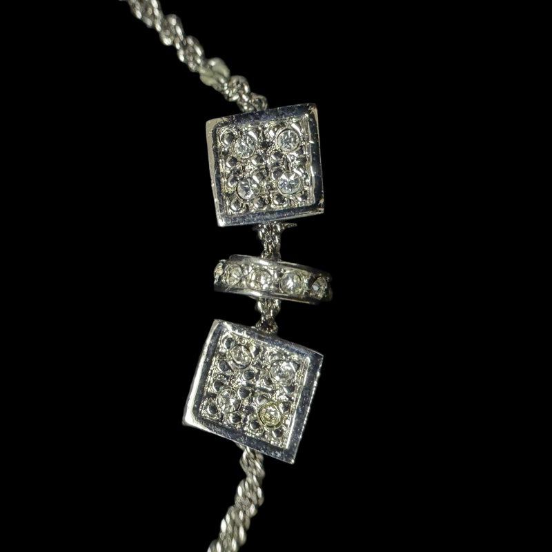 CHRISTIAN DIOR Mini Perfume Bottle Charm Necklace Accessory Gold Tone Metal Full Rhinestone Inlay Thin Chain Elegant with Original Box