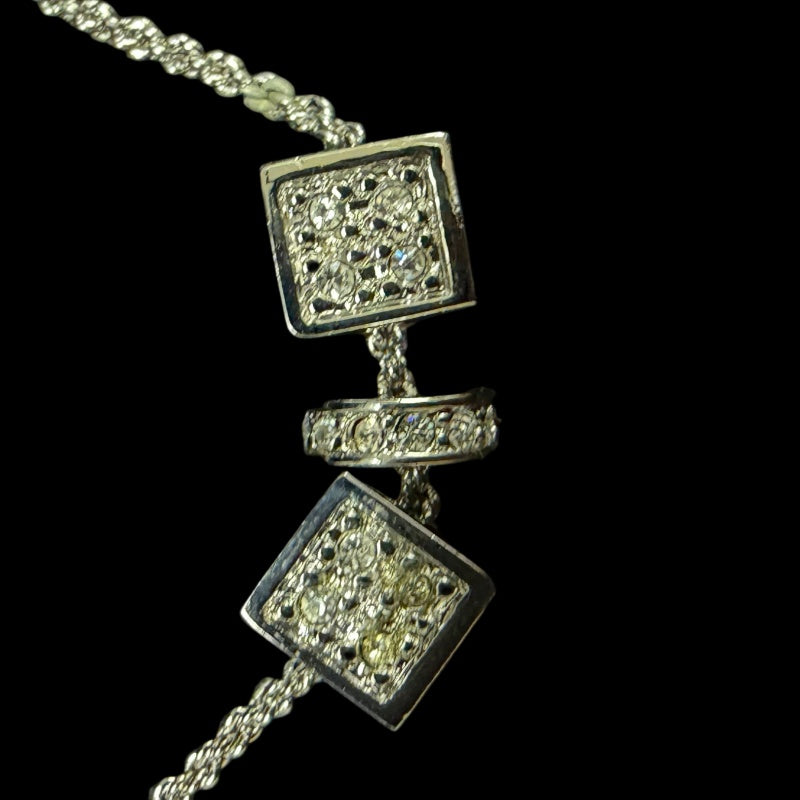 CHRISTIAN DIOR Mini Perfume Bottle Charm Necklace Accessory Gold Tone Metal Full Rhinestone Inlay Thin Chain Elegant with Original Box