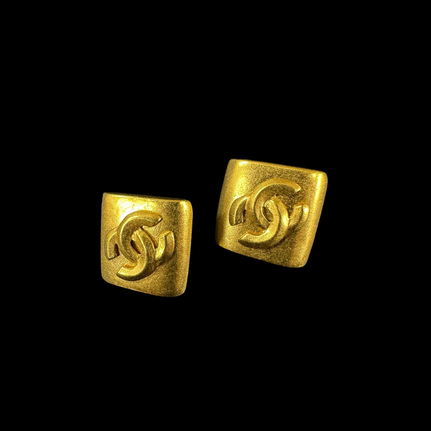 CHANE&nbsp; &nbsp;Coco Mark Diamond Shape Earrings, Gold Hardware, With Dust Bag&nbsp; Box