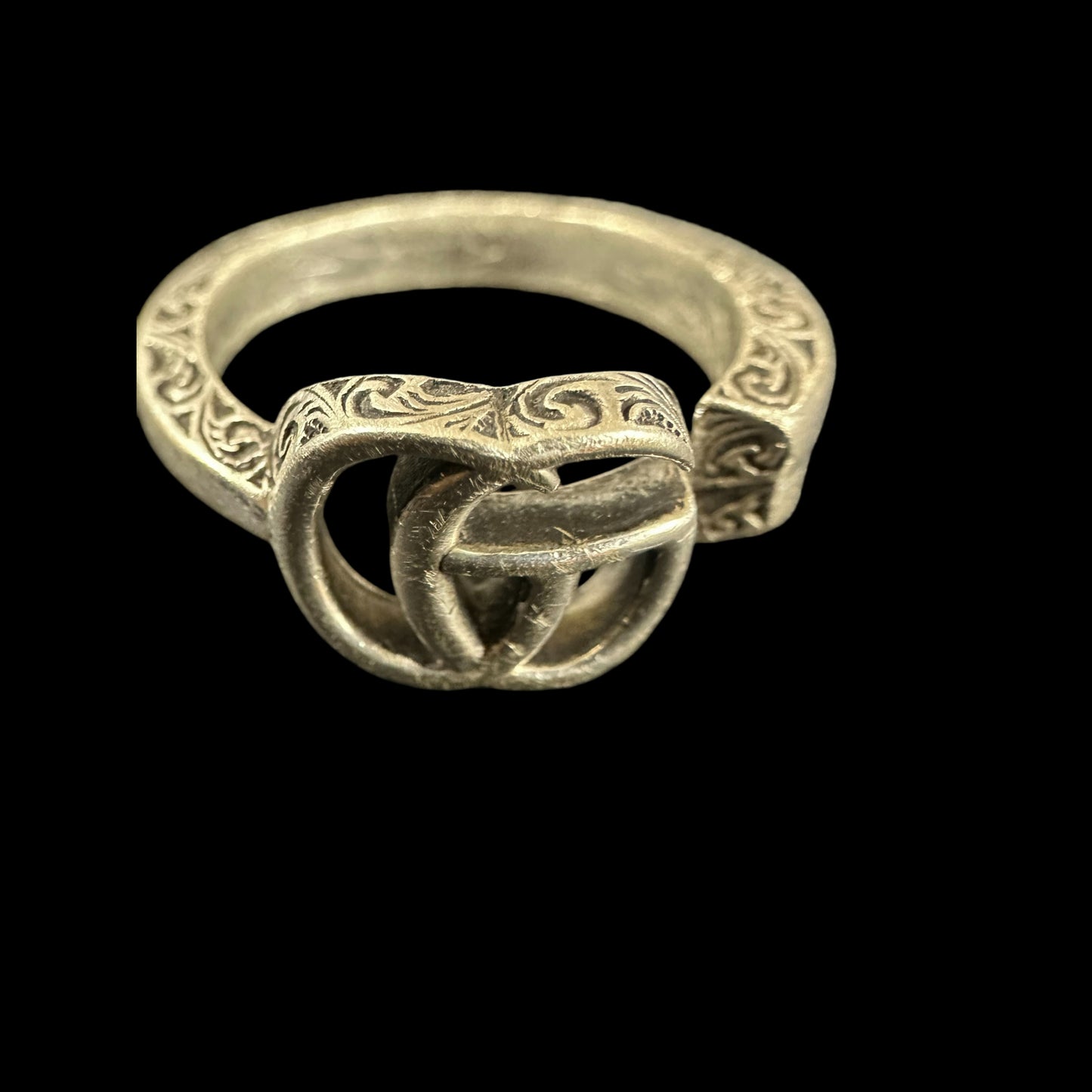 &nbsp;GUCCI&nbsp; Double G Arabesque Ring Size #17, 925 Silver, Total Weight Approx 5.7g
