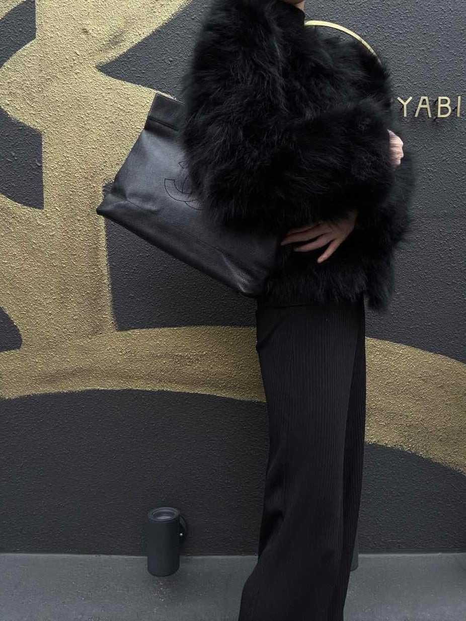 CHANEL Black Caviar Leather Tote Shoulder Bag