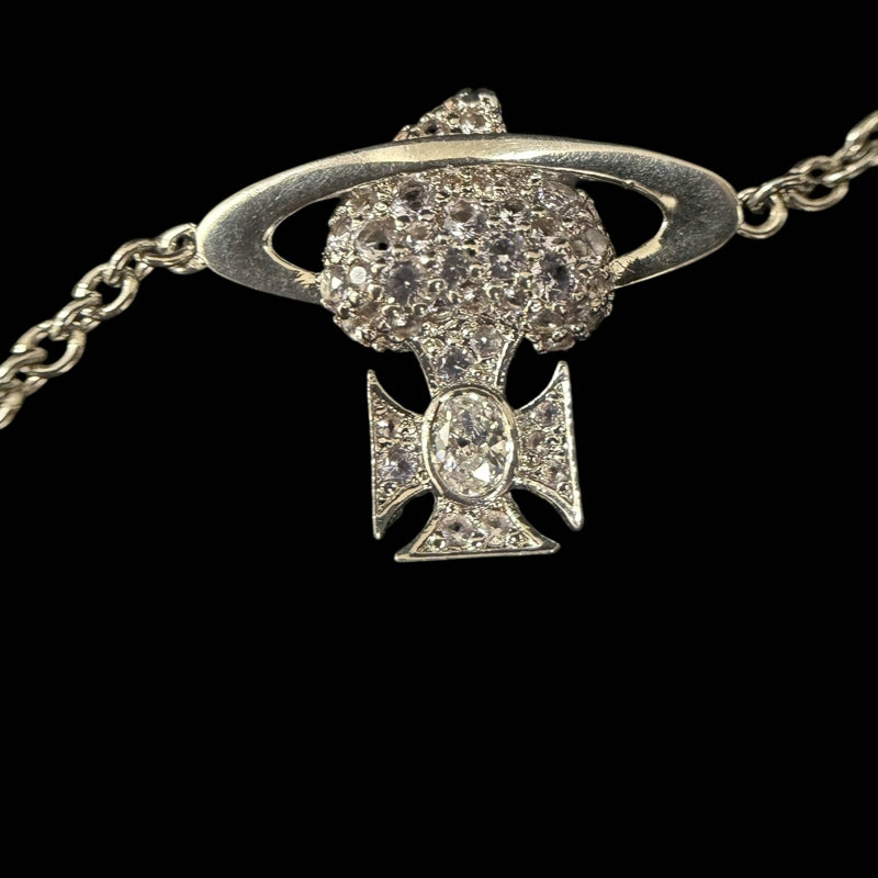 VIVIENNE WESTWOOD Orb Bracelet Alloy Silver Rhinestone With Original Case
