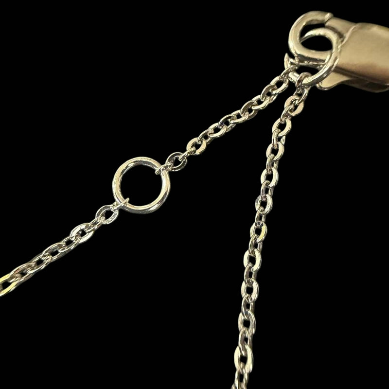 DIOR Dior Logo Pendant Necklace Rhinestone Silver Alloy Hardware