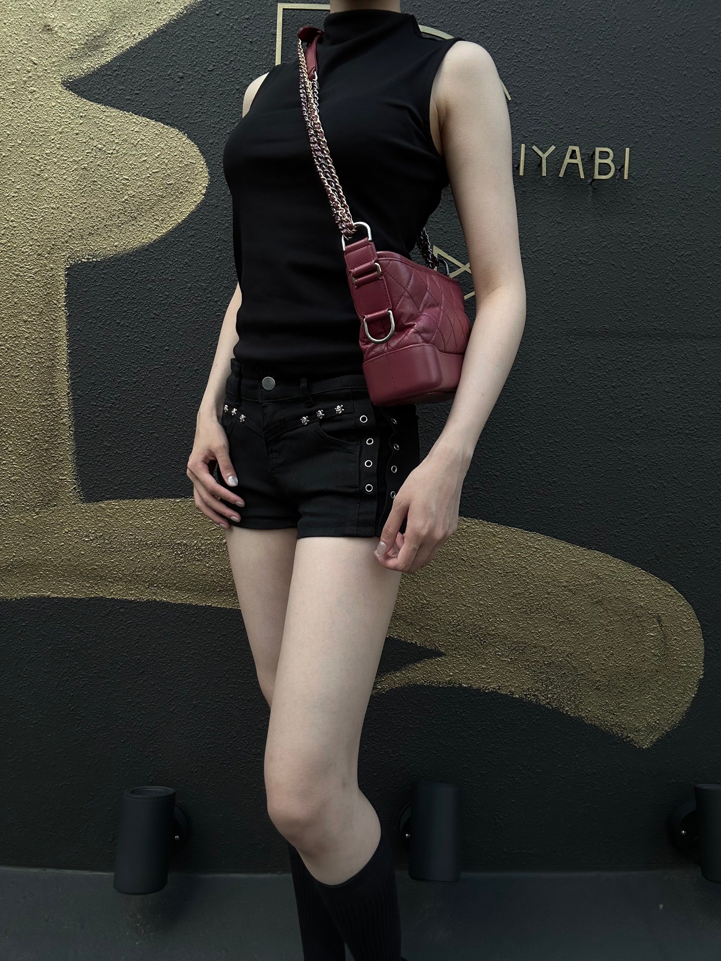 CHANEL Gabrielle Lambskin Hobo Shoulder Bag Pink Red