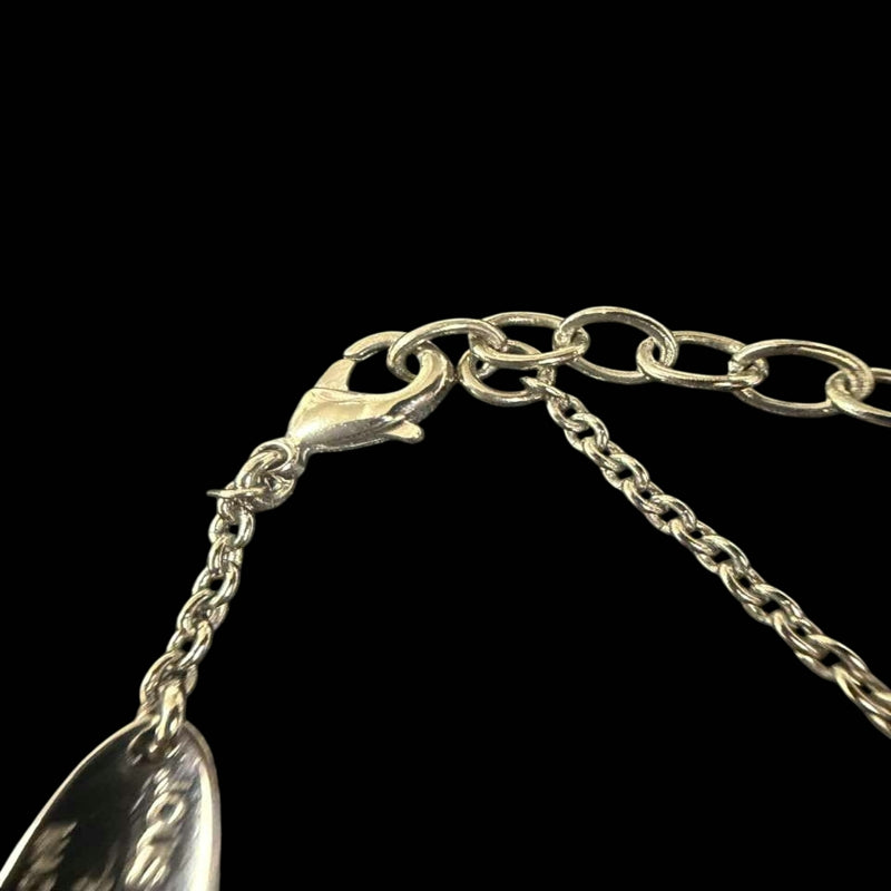 LOUIS VUITTON Essential V Logo Pendant Necklace Silver Alloy Hardware