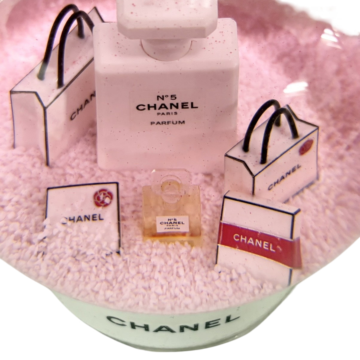 CHANEL Pink Snow Globe Crystal Decor With Original Box