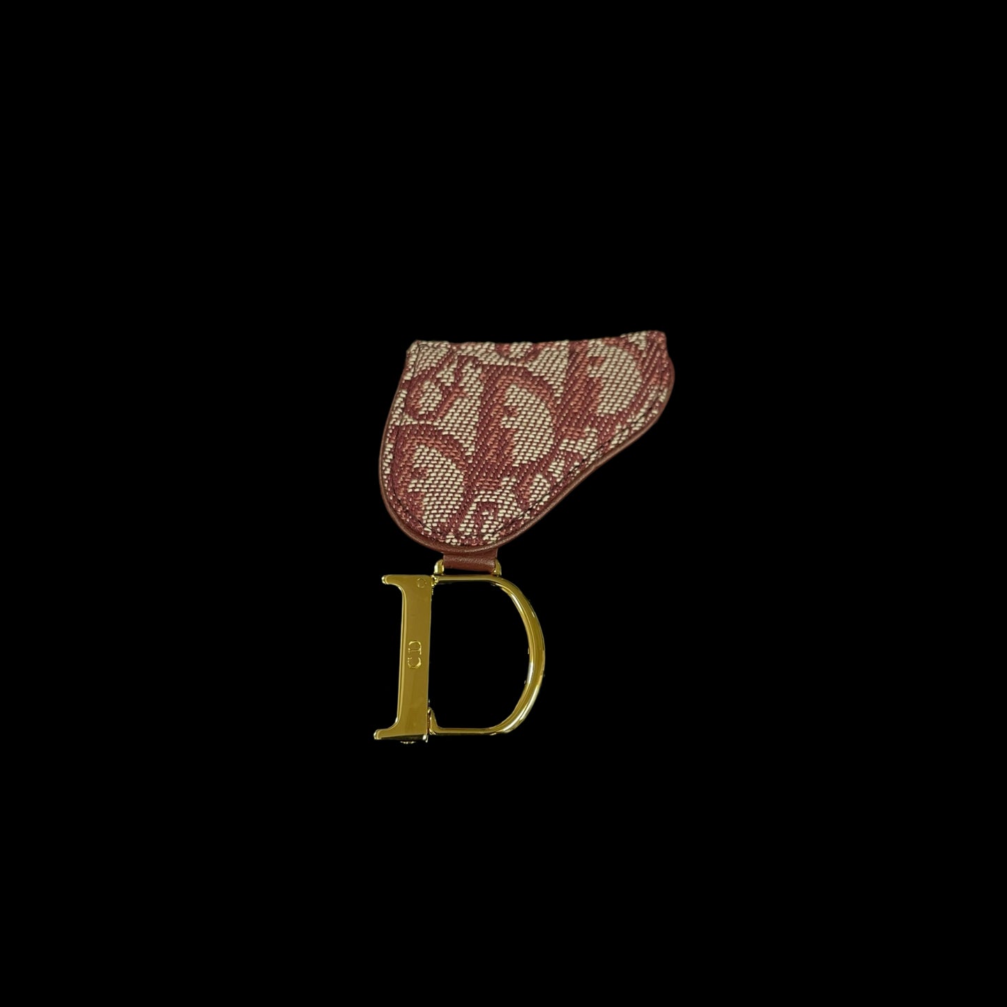 DIOR Saddle Canvas Bag Charm Coin Purse Burgundy Gold Hardware