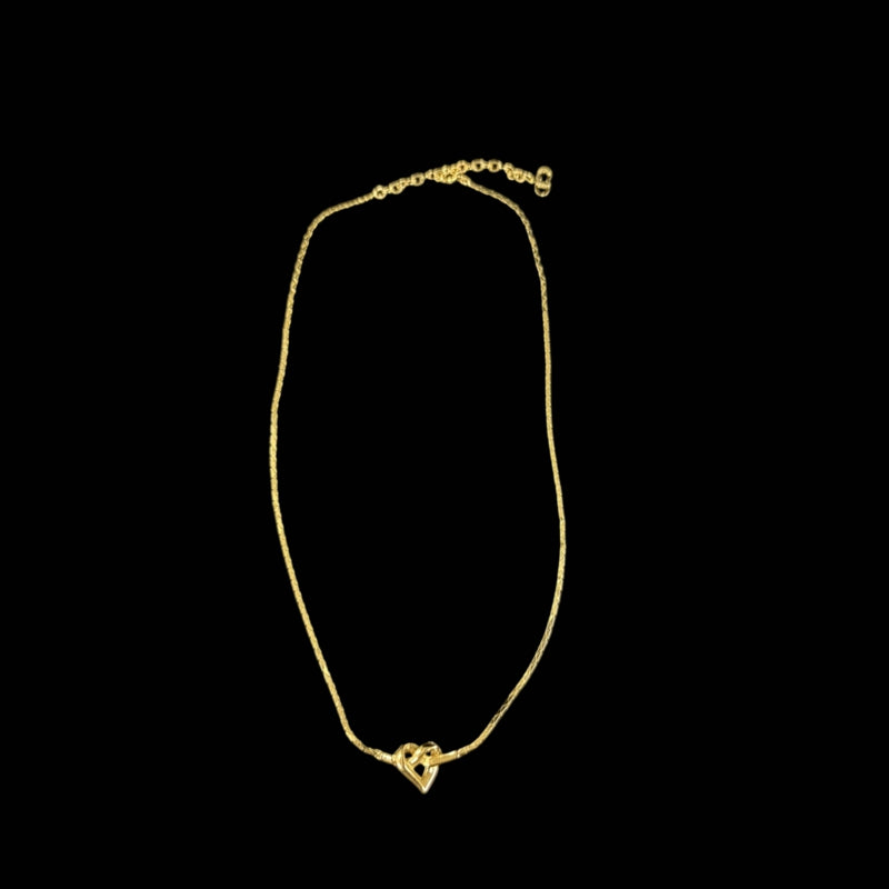 DIOR Gold Alloy Double Hollow Heart Rhinestone Necklace