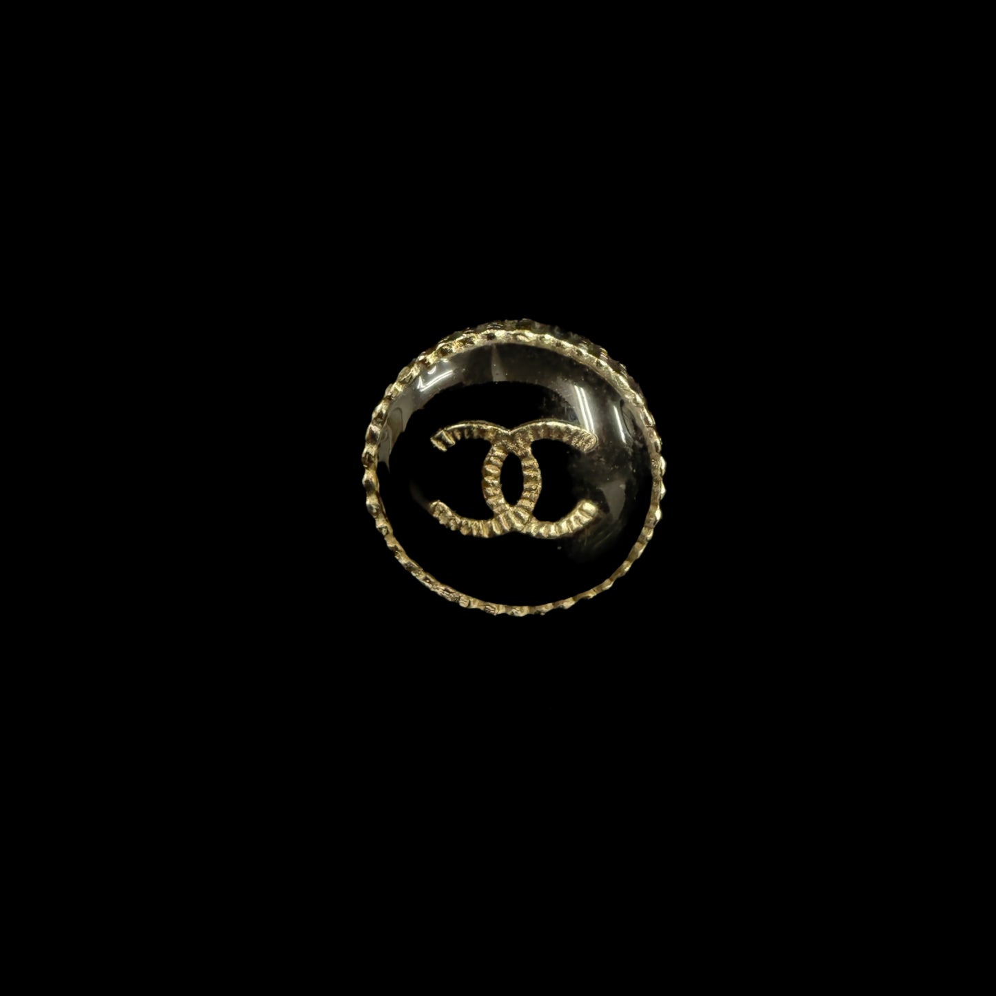 CHANEL Black Enamel Button Double CC Stud Earrings
