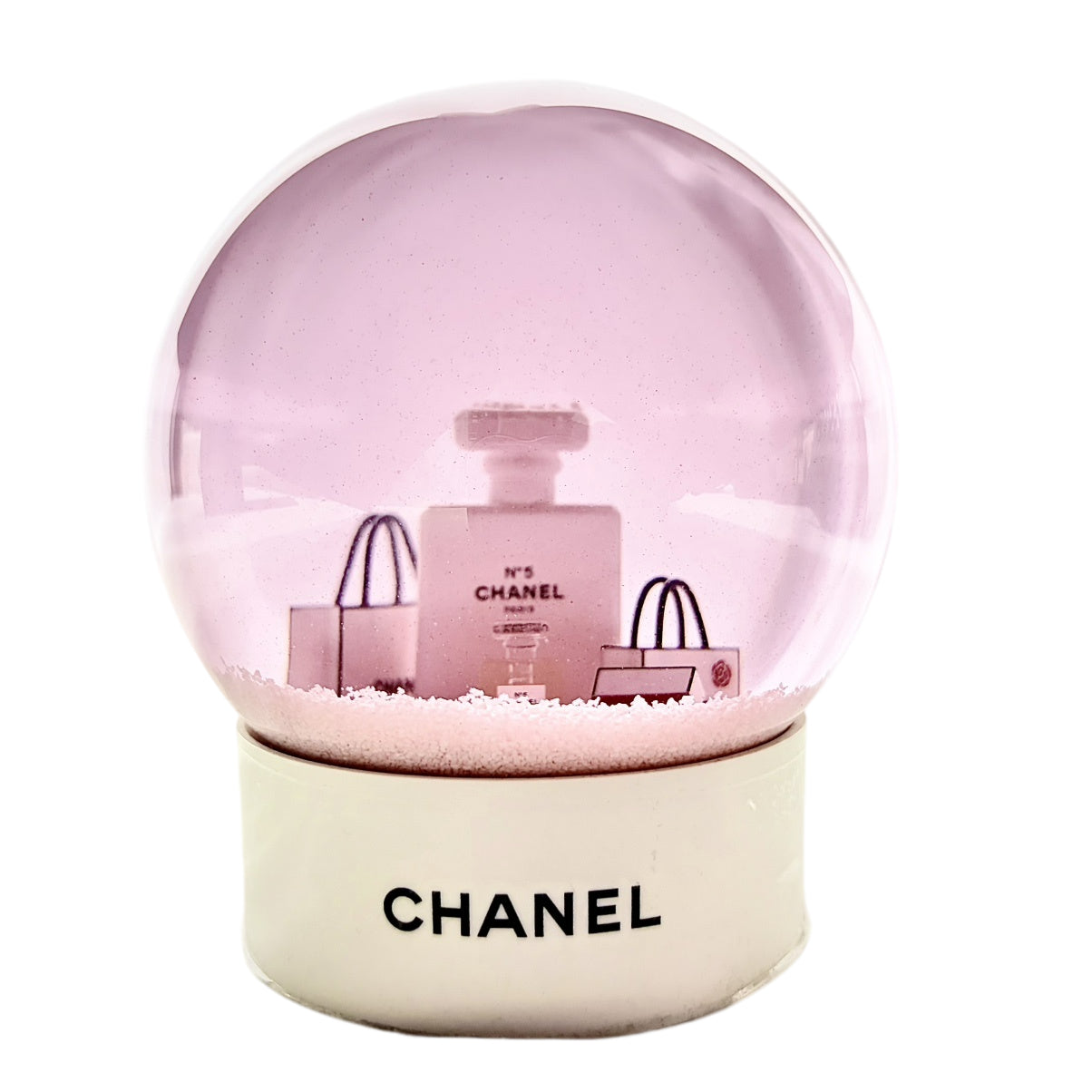 CHANEL Pink Snow Globe Crystal Decor With Original Box