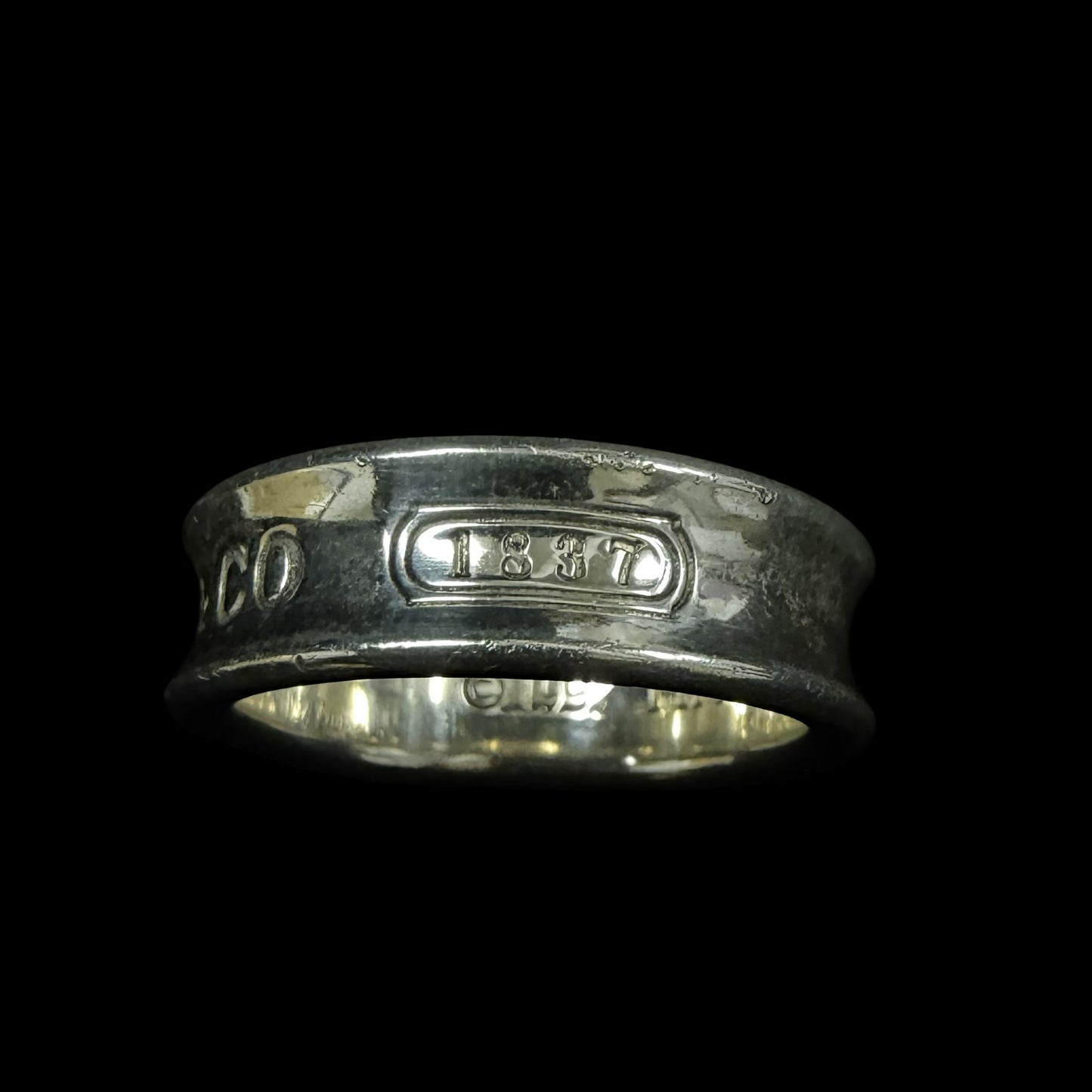TIFFANY & CO. 1837 Engraved 925 Sterling Silver Wide Band Ring Plain Minimalist Unisex Genuine 925 Silver Jewelry Classic Accessory