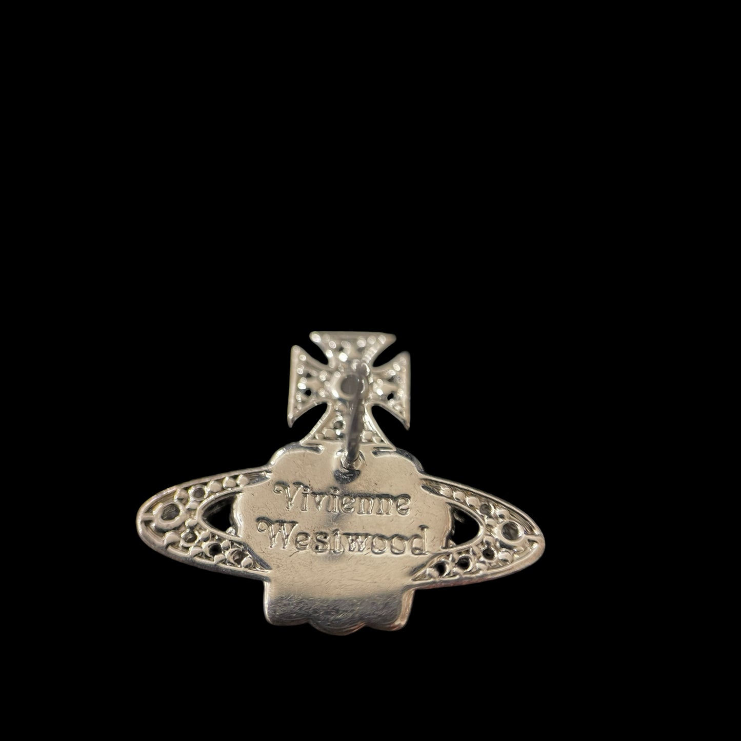 VIVIENNE WESTWOOD Saturn Earrings Silver Rhinestone Alloy With Original Case