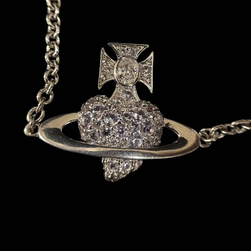 VIVIENNE WESTWOOD Orb Bracelet Alloy Silver Rhinestone With Original Case