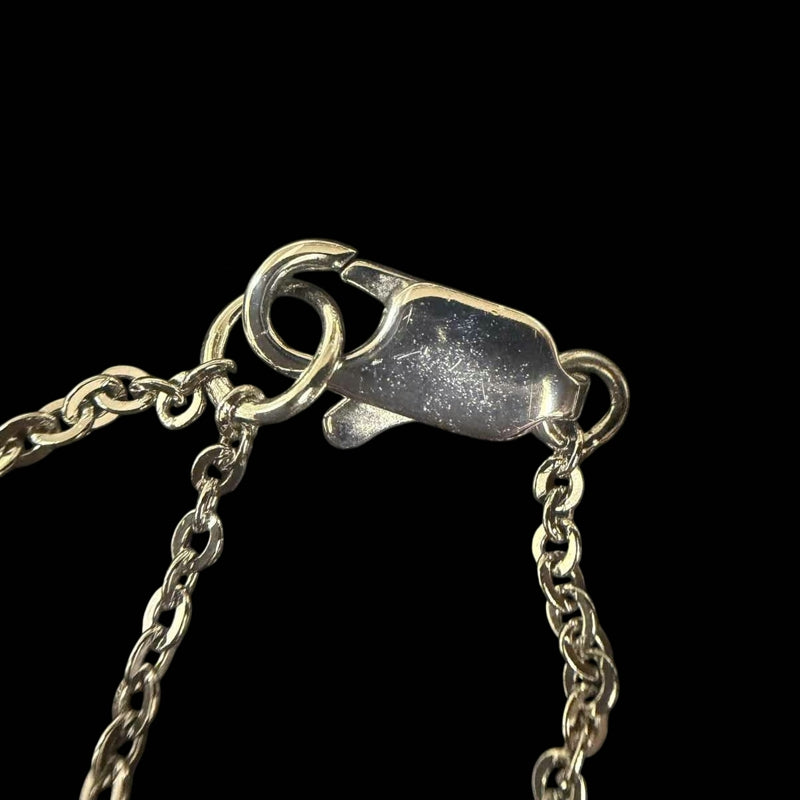 DIOR Dior Logo Pendant Necklace Rhinestone Silver Alloy Hardware