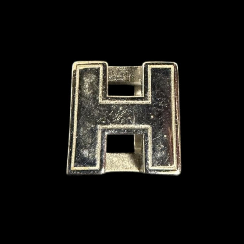 HERMES Cage d'Asche H Cube Pendant Necklace Light Blue Silver Alloy Hardware