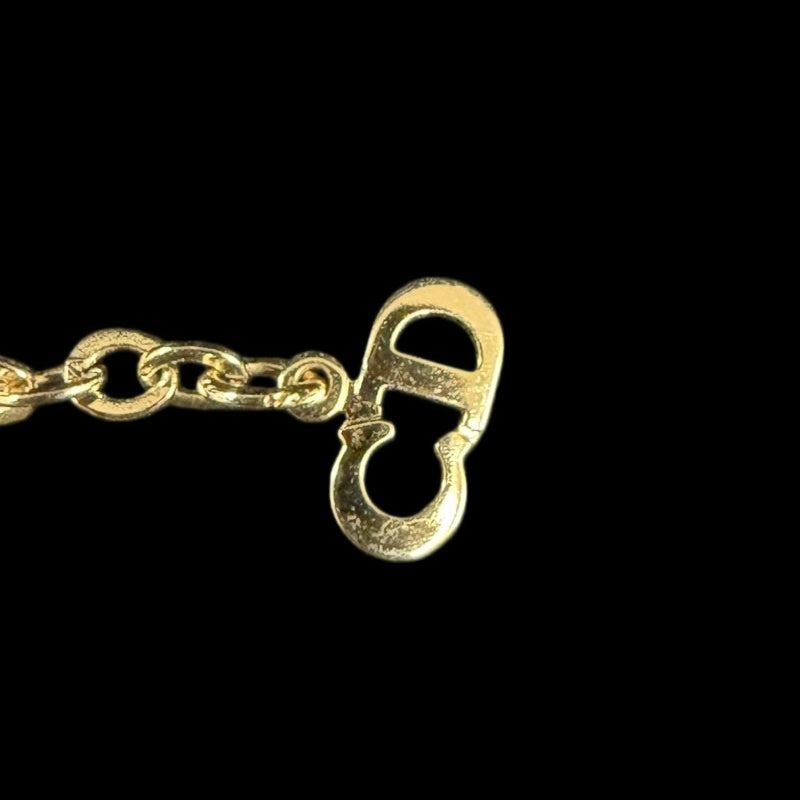 DIOR Gold Alloy Double Hollow Heart Rhinestone Necklace