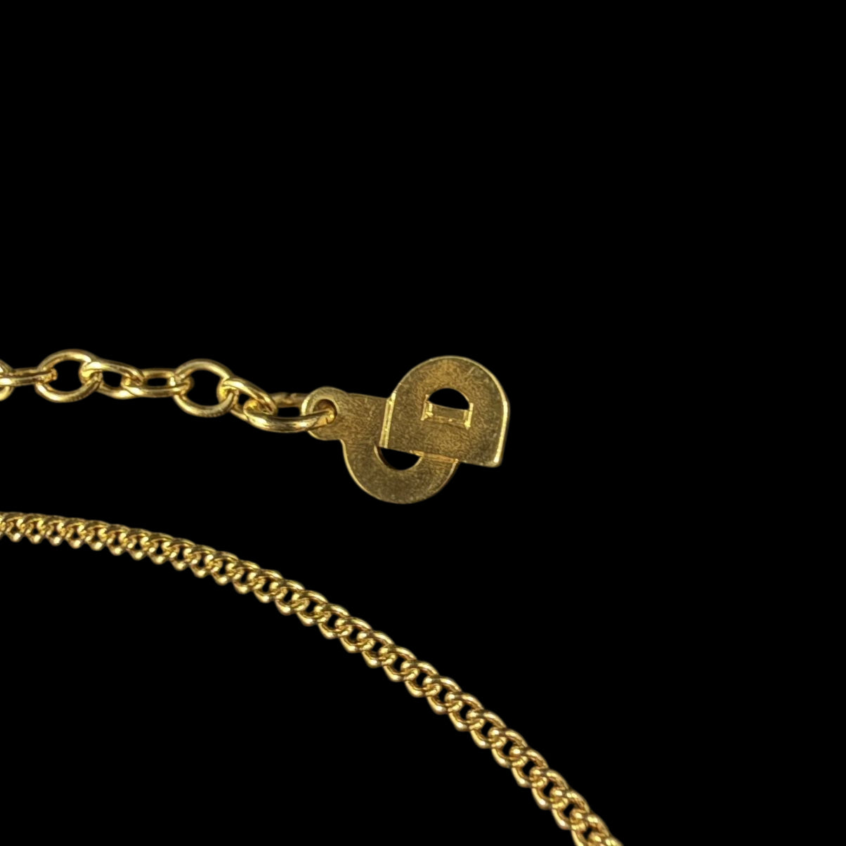 DIOR Gold Alloy Circular Embossed CD Logo Pendant Necklace