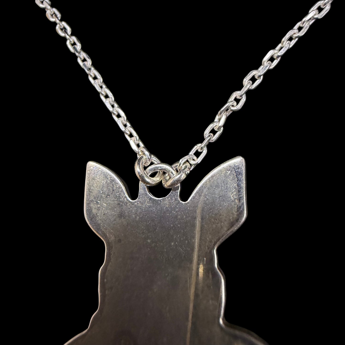 GUCCI Dog Motif 925 Sterling Silver Necklace Gold Finish