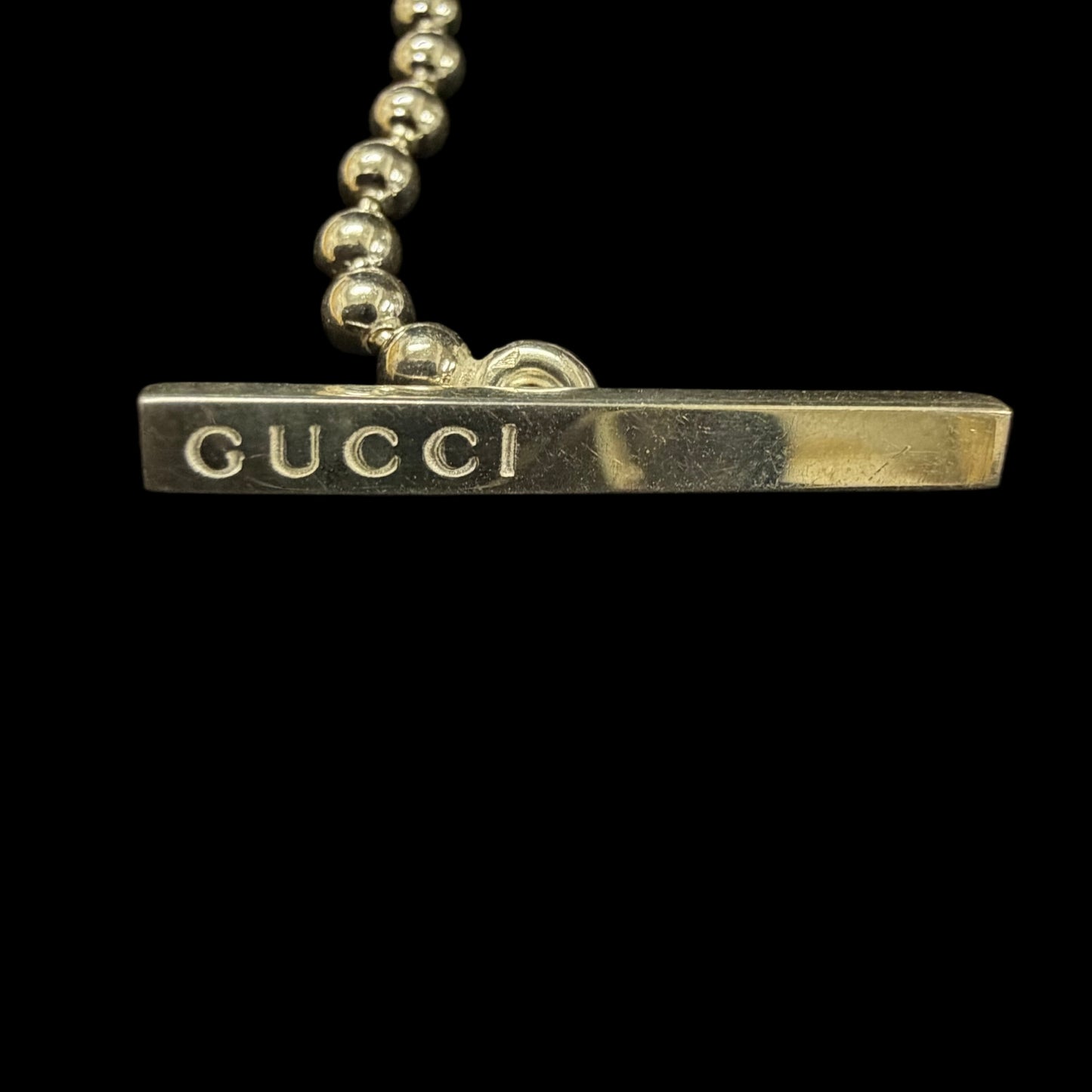 GUCCI Interlocking G Ball Chain 925 Sterling Silver Necklace
