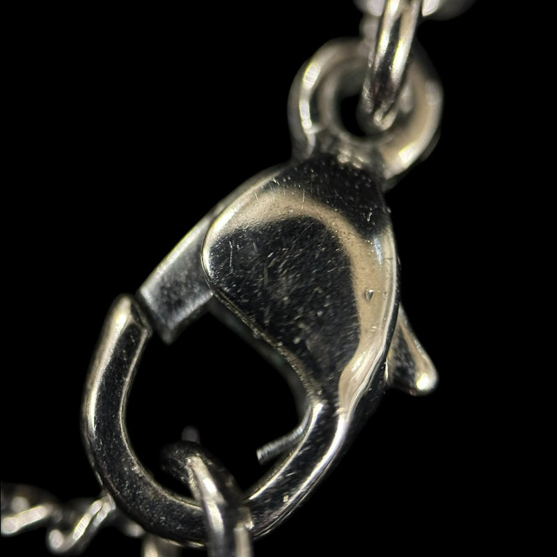 CHANEL Silver Alloy Black Pave Crystal Double CC Pendant Necklace