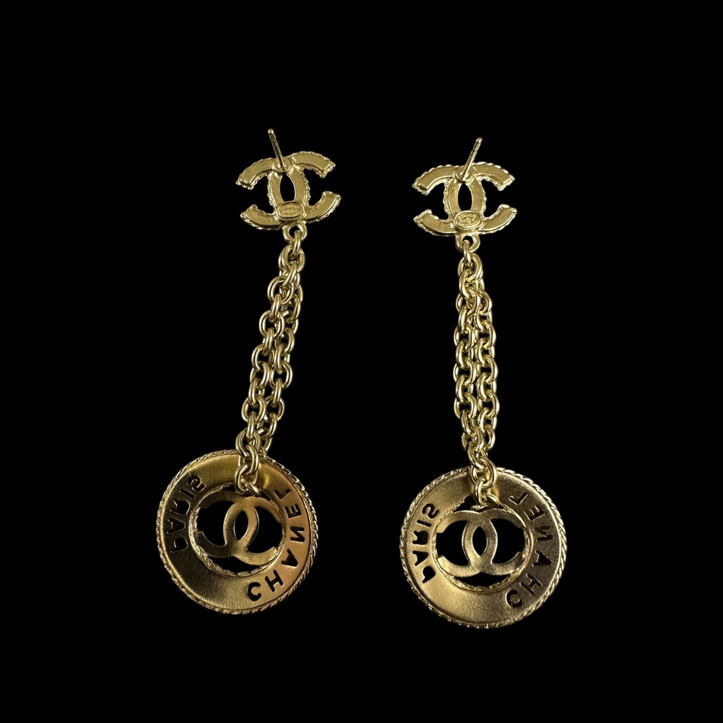 CHANEL  Coco Mark Earrings, Champagne Gold Hardware, With Dust Bag