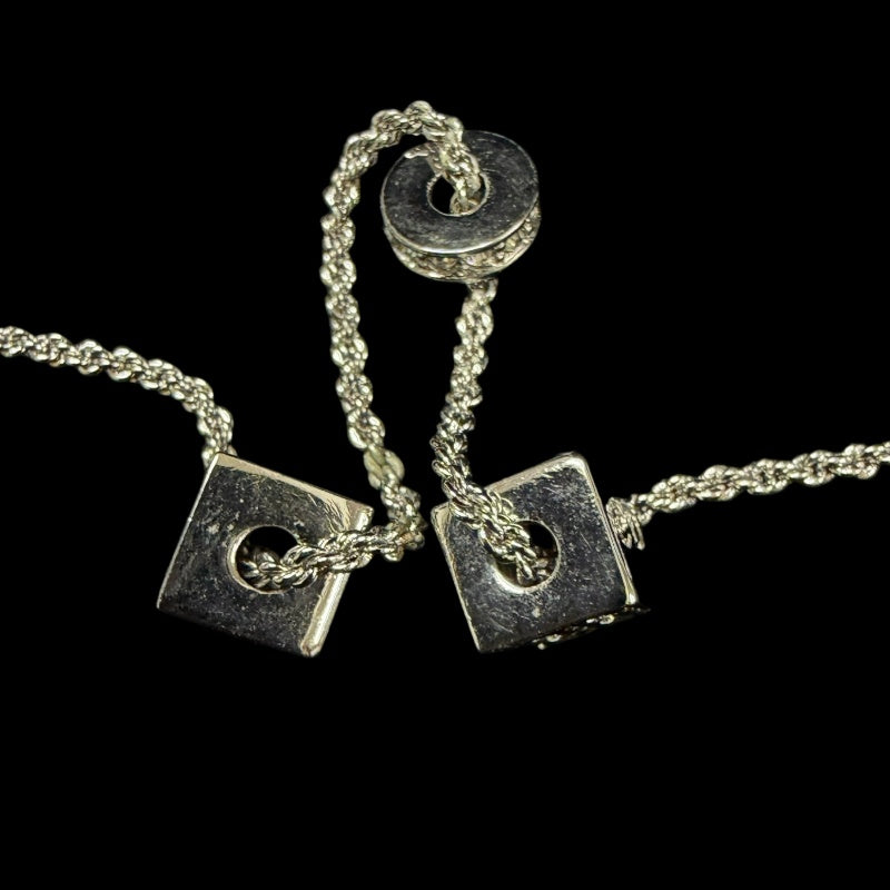 CHRISTIAN DIOR Mini Perfume Bottle Charm Necklace Accessory Gold Tone Metal Full Rhinestone Inlay Thin Chain Elegant with Original Box