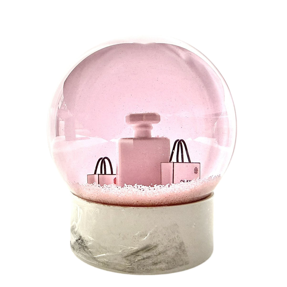 CHANEL Pink Snow Globe Crystal Decor With Original Box