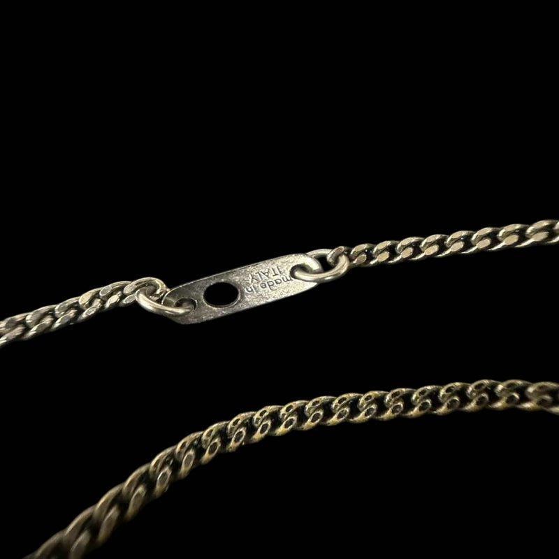 LOUIS VUITTON Collier Plaque LV Logo Pendant Necklace Silver Alloy Hardware
