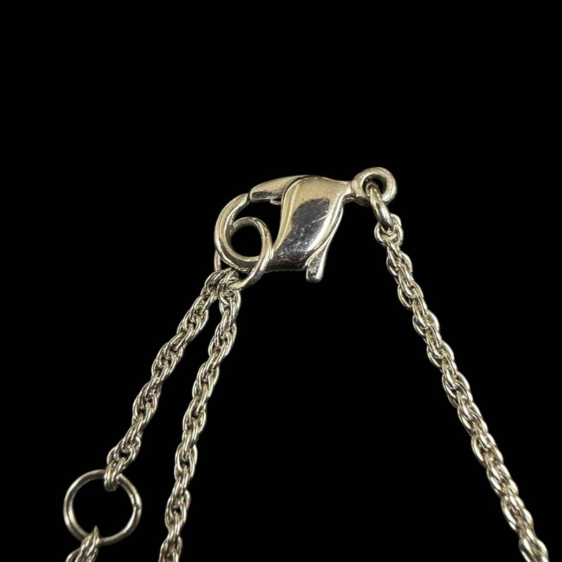 DIOR Dove Motif Pendant Necklace Rhinestone Silver Alloy Hardware