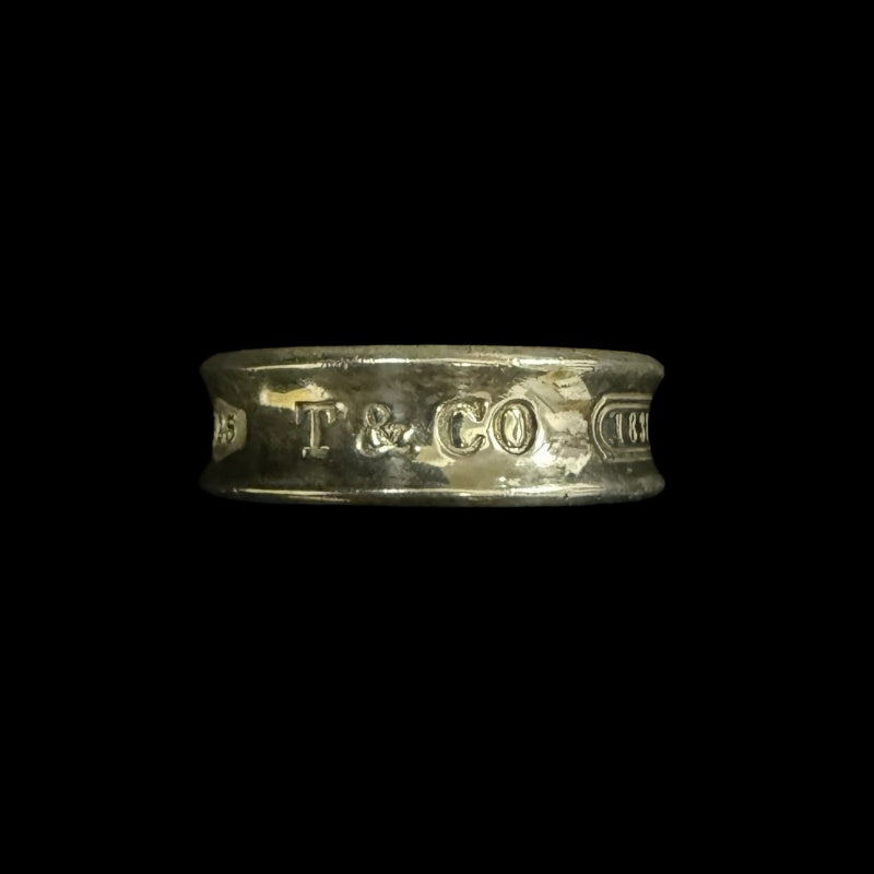 TIFFANY & CO. 1837 Engraved 925 Sterling Silver Wide Band Ring Plain Minimalist Unisex Genuine 925 Silver Jewelry Classic Accessory