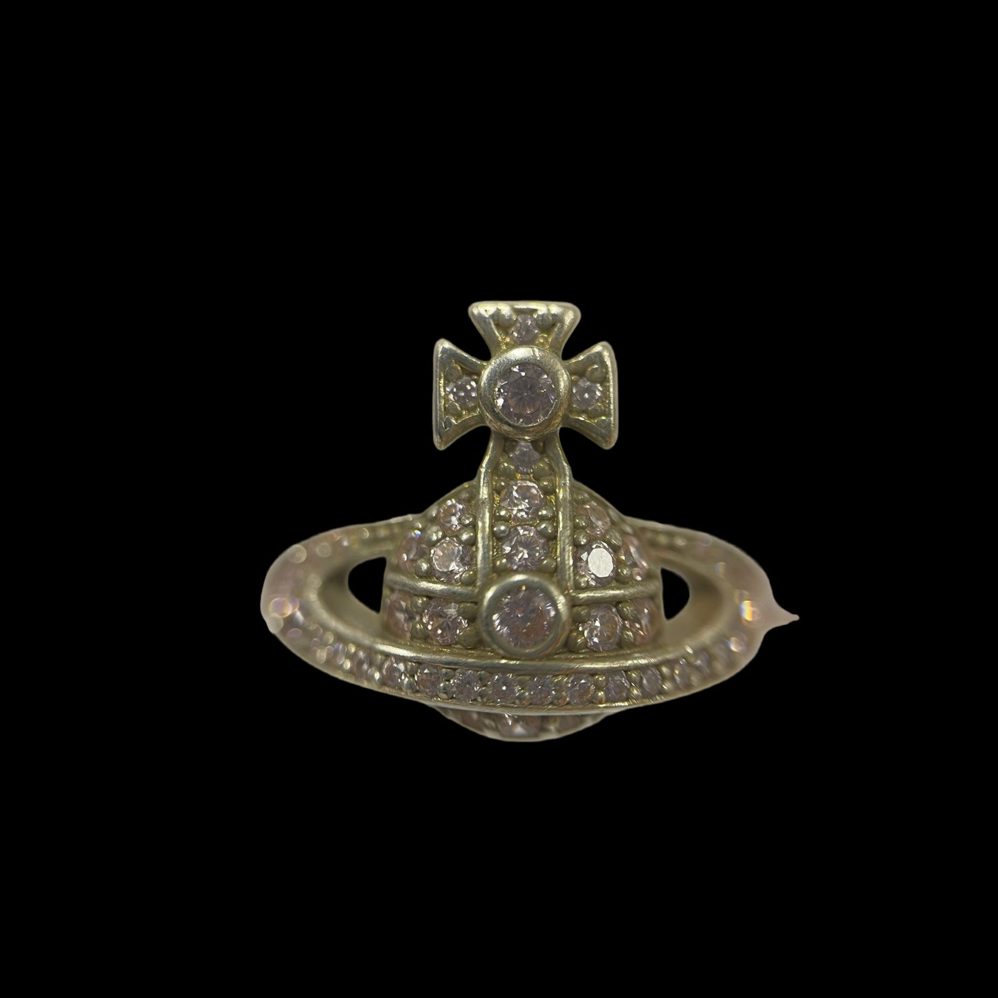 VIVIENNE WESTWOOD Saturn Ring Silver Rhinestone Alloy Silver Hardware