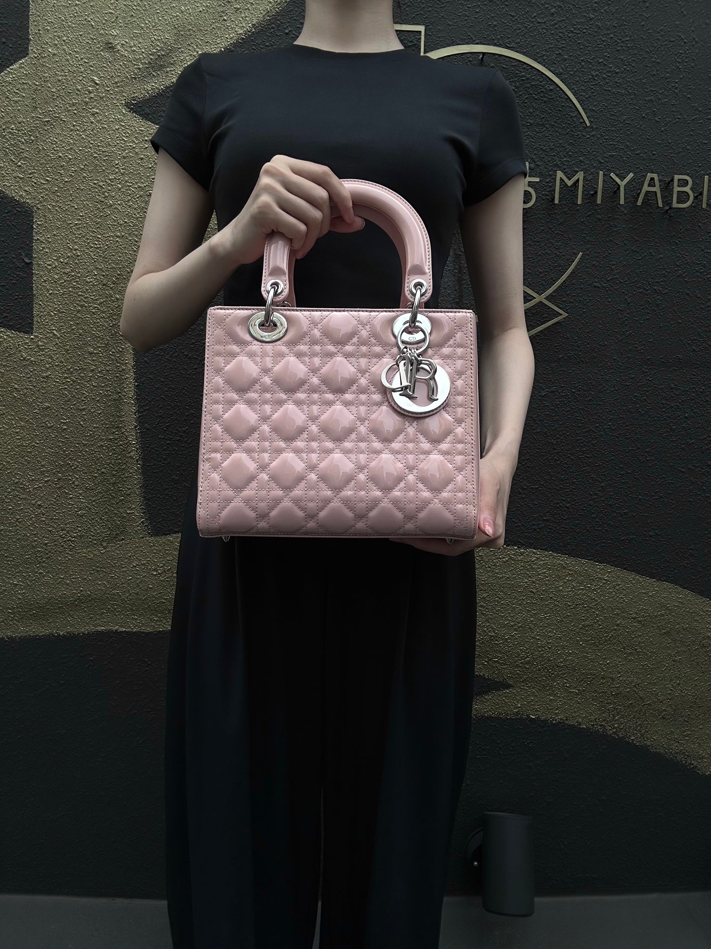 DIOR Cannage Lady Dior Lambskin Handbag Pink Silver Hardware With Shoulder Strap