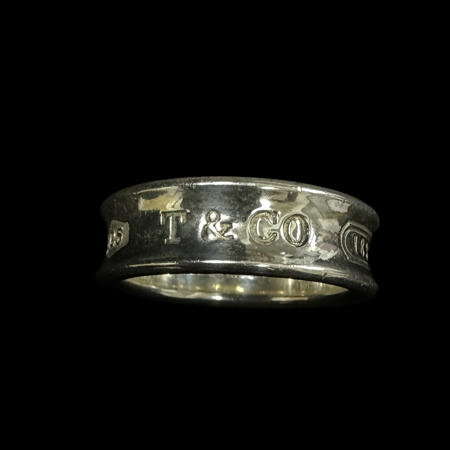 TIFFANY & CO. 1837 Engraved 925 Sterling Silver Wide Band Ring Plain Minimalist Unisex Genuine 925 Silver Jewelry Classic Accessory