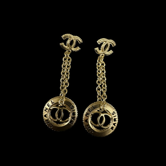 CHANEL  Coco Mark Earrings, Champagne Gold Hardware, With Dust Bag