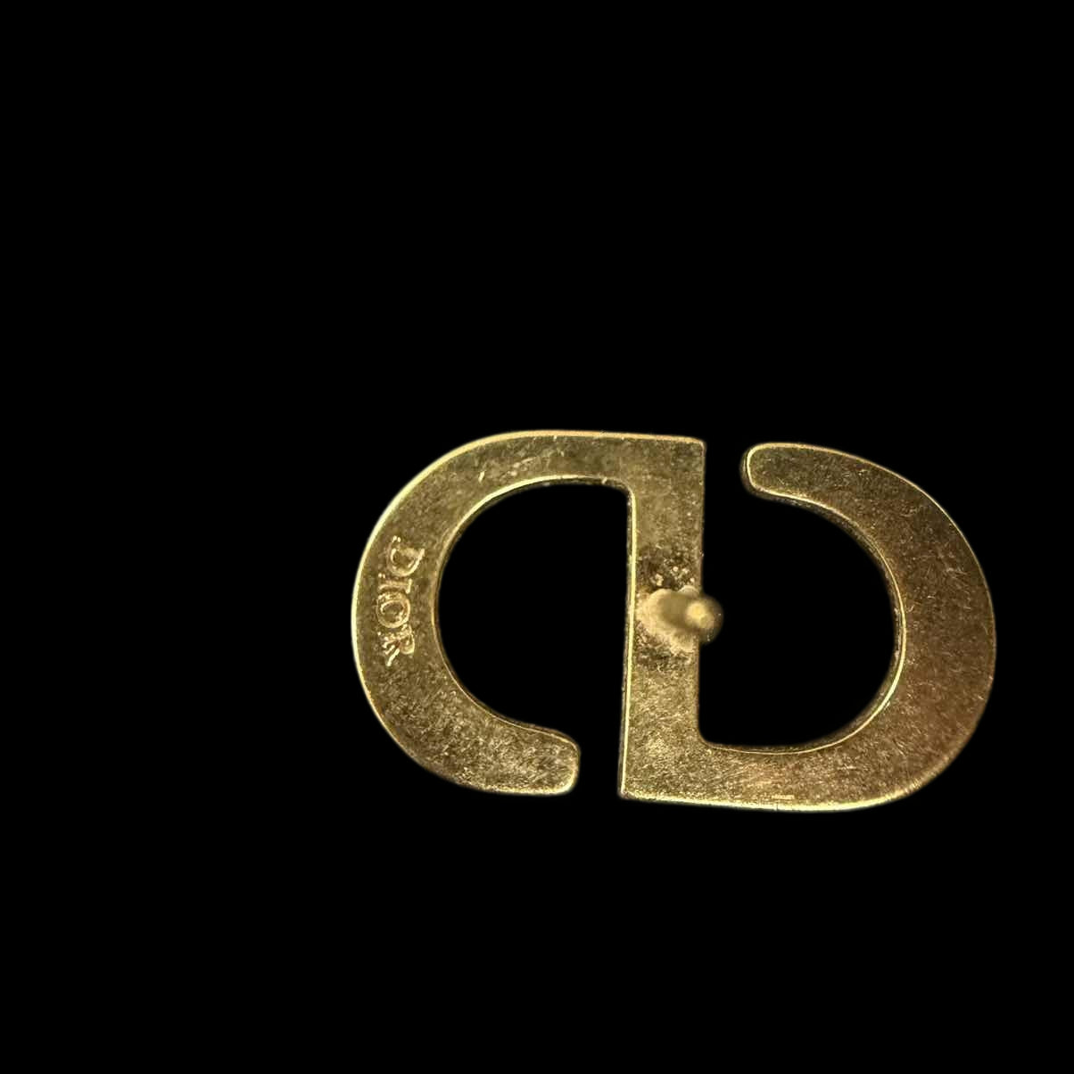 DIOR DIOR CD Logo Rhinestone Stud Earrings, Gold Hardware, With Original Box & Dust Bag, DIOR Gold Rhinestone-Set Alloy Stud Earrings