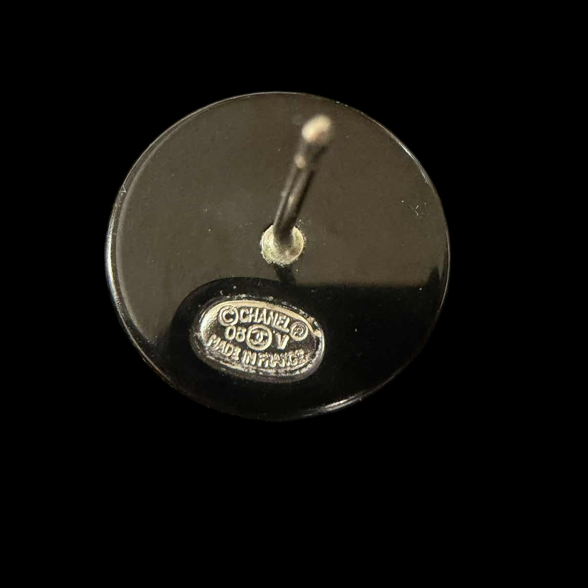 CHANEL CHANEL Coco Mark Earrings, Black Rhinestones, With Comments, CHANEL Black Rhinestone-Set Alloy Stud Earrings