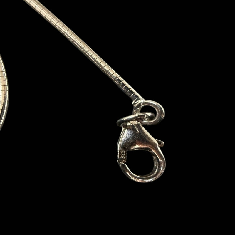 HERMES Cage d'Asche H Cube Pendant Necklace Light Blue Silver Alloy Hardware