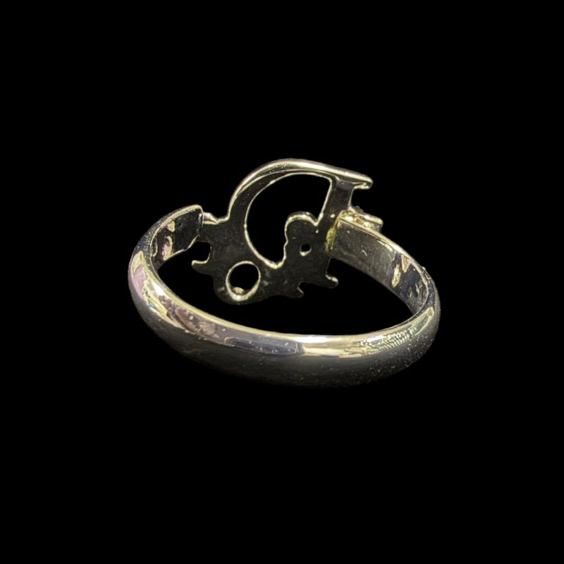 CHRISTIAN DIOR Logo Letter Ring Accessory Silver Metal Cutout Design Minimalist Retro Fashion