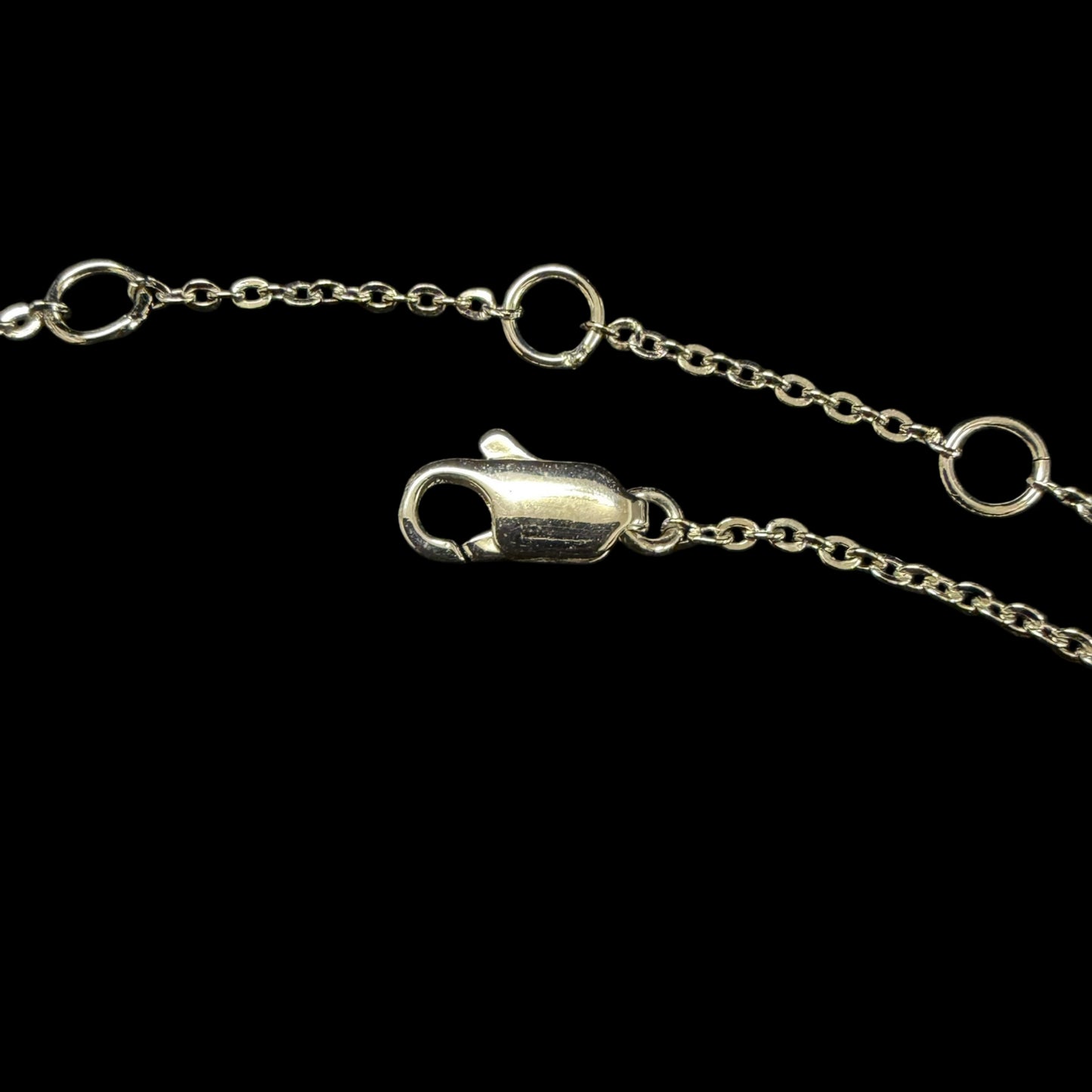 CHRISTIAN DIOR Flower & Letter Crystal Inlay Necklace Gold Tone Metal Thin Chain Adjustable Clasp Elegant Cute Design Full Set with Original Box and Dust Bag