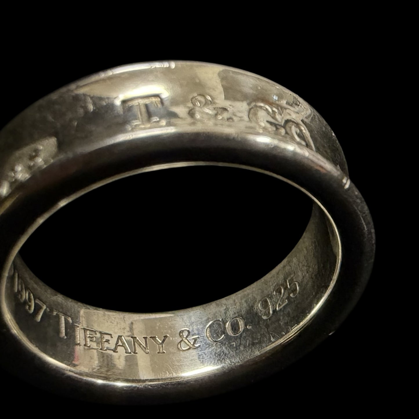 TIFFANY & CO. 1837 Engraved 925 Sterling Silver Wide Band Ring Plain Minimalist Unisex Genuine 925 Silver Jewelry Classic Accessory