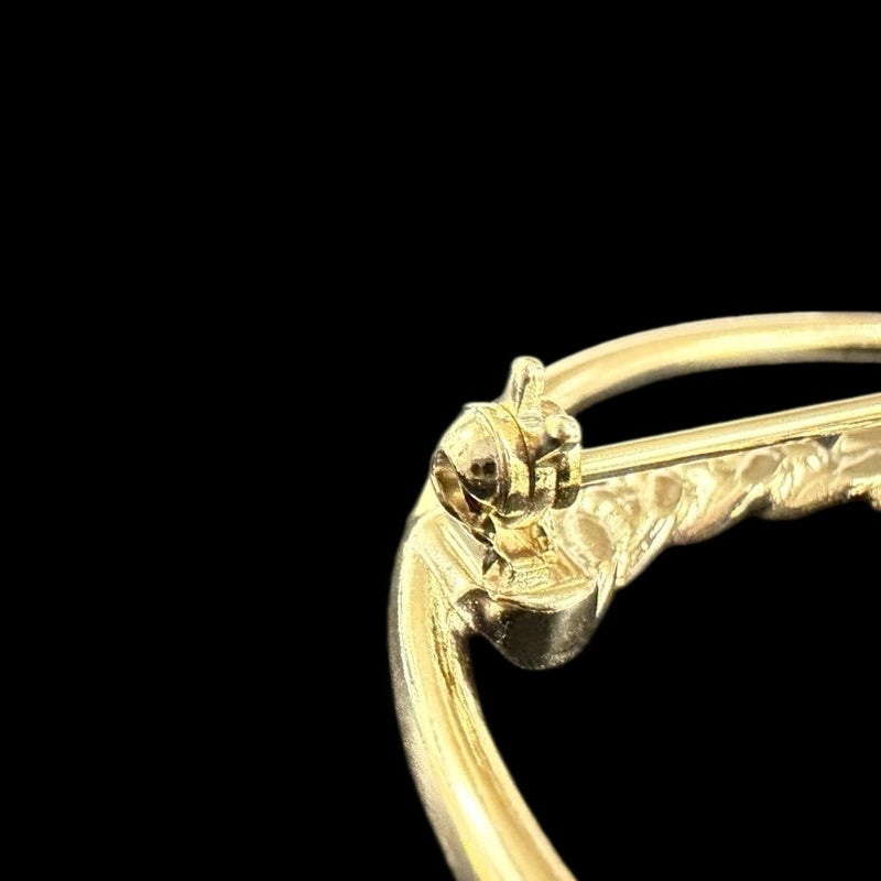 CHANEL Coco Mark Round Brooch Rhinestone Gold Alloy Hardware