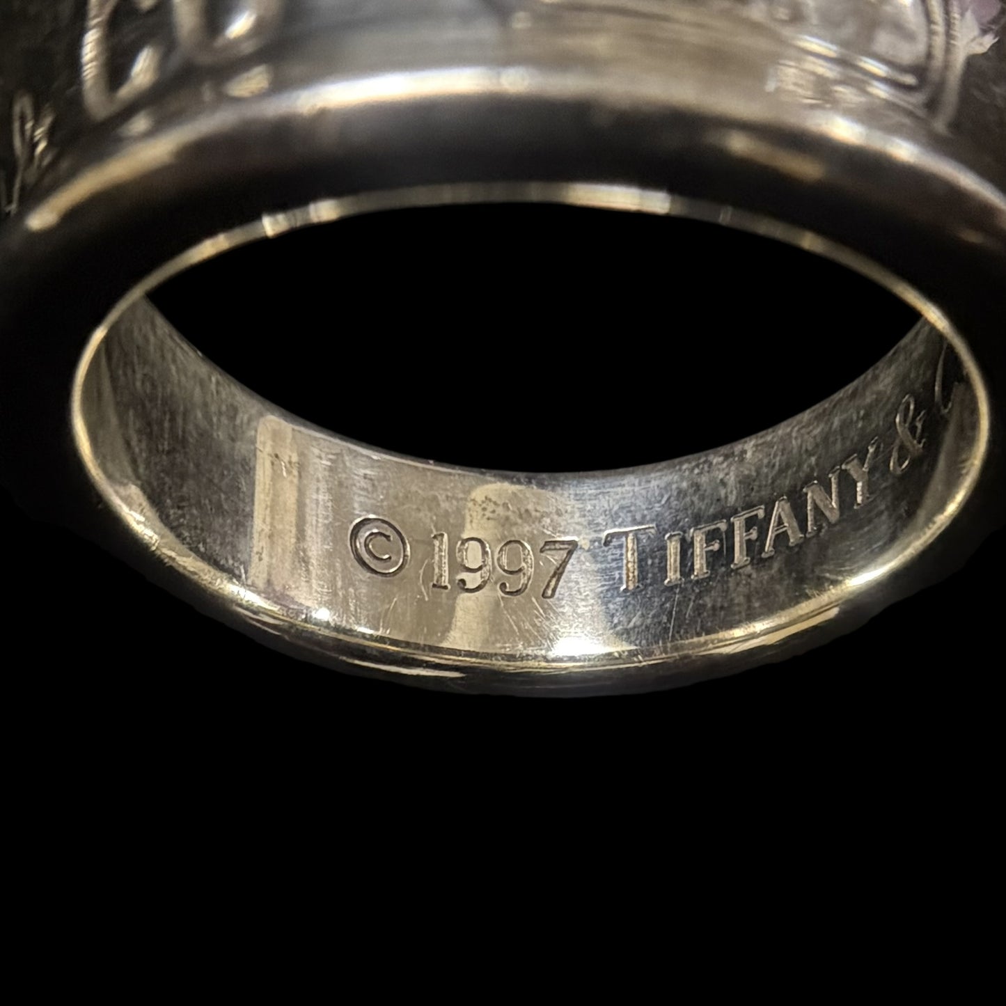 TIFFANY & CO. 1837 Engraved 925 Sterling Silver Wide Band Ring Plain Minimalist Unisex Genuine 925 Silver Jewelry Classic Accessory