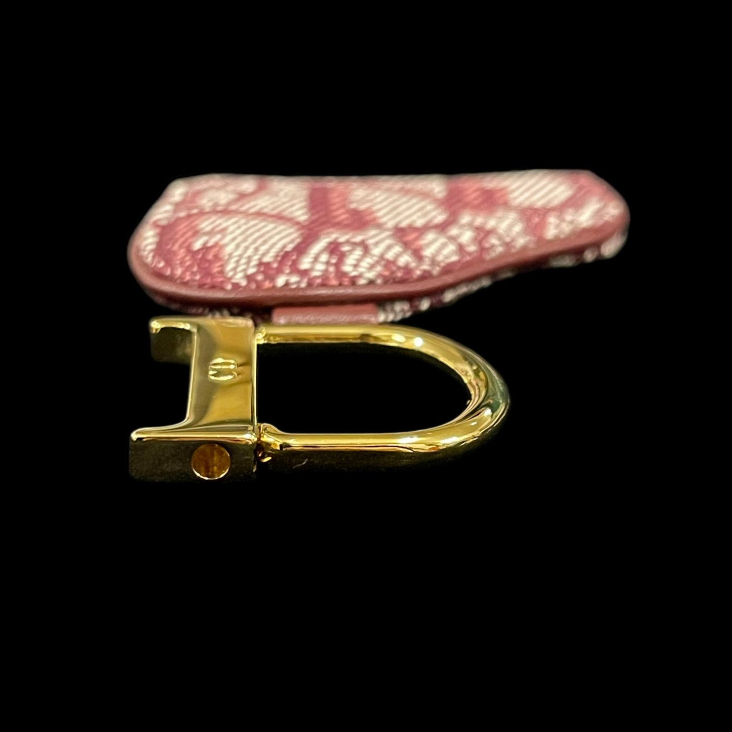 DIOR Saddle Canvas Bag Charm Coin Purse Burgundy Gold Hardware