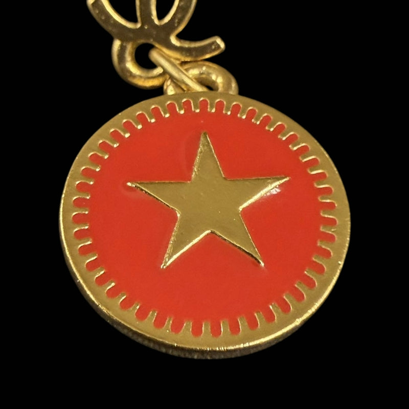 CHANEL Coco Mark Star Drop Earrings Enamel Gold Alloy Hardware