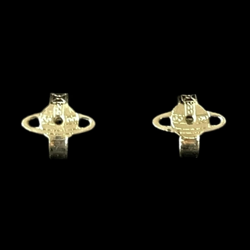 VIVIENNE WESTWOOD Saturn Earrings Silver Rhinestone Alloy With Original Case