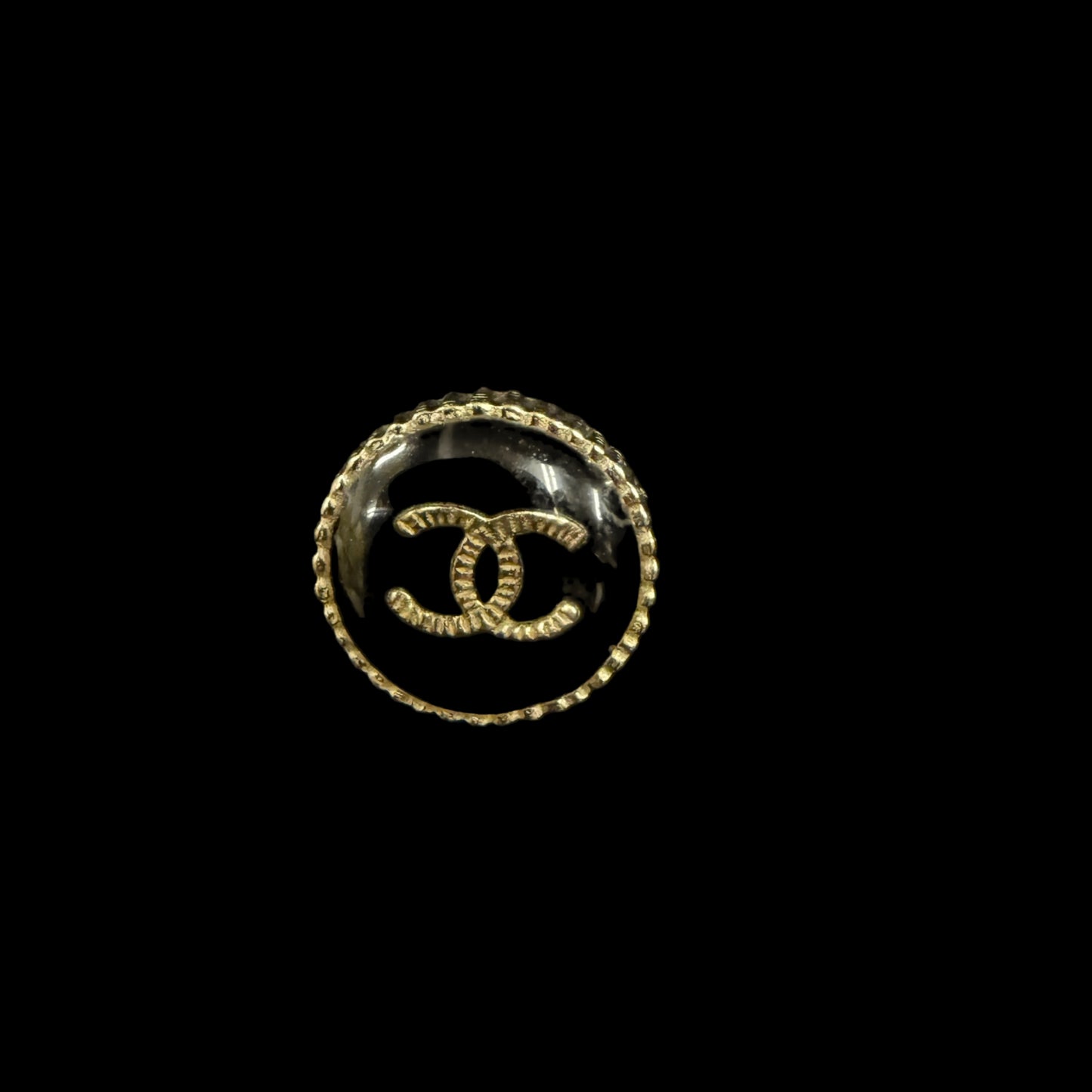 CHANEL Black Enamel Button Double CC Stud Earrings