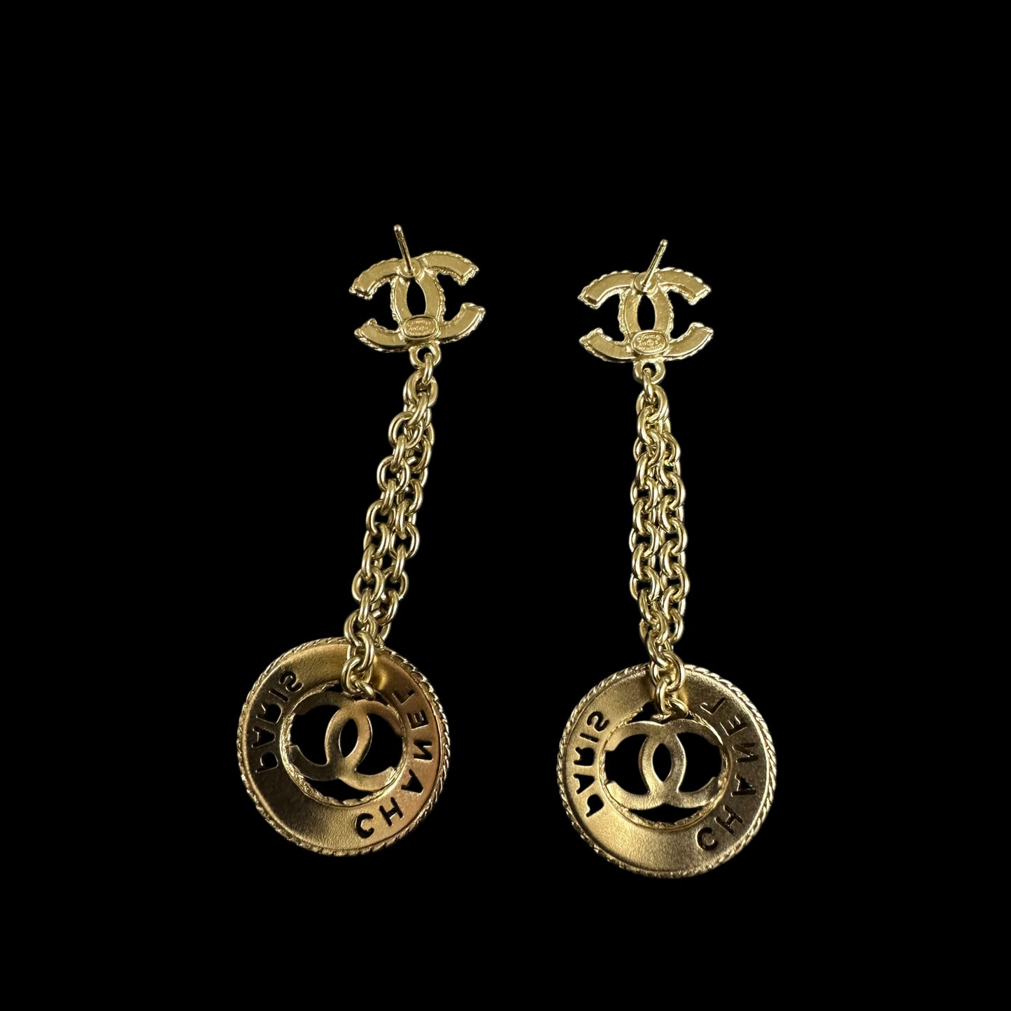 CHANEL  Coco Mark Earrings, Champagne Gold Hardware, With Dust Bag