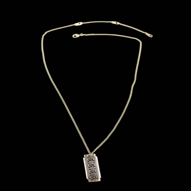 LOUIS VUITTON Collier Plaque LV Logo Pendant Necklace Silver Alloy Hardware