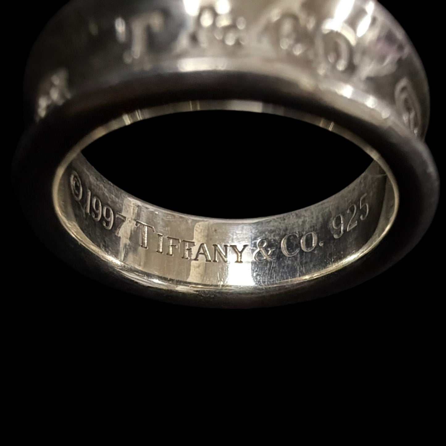 TIFFANY & CO. 1837 Engraved 925 Sterling Silver Wide Band Ring Plain Minimalist Unisex Genuine 925 Silver Jewelry Classic Accessory