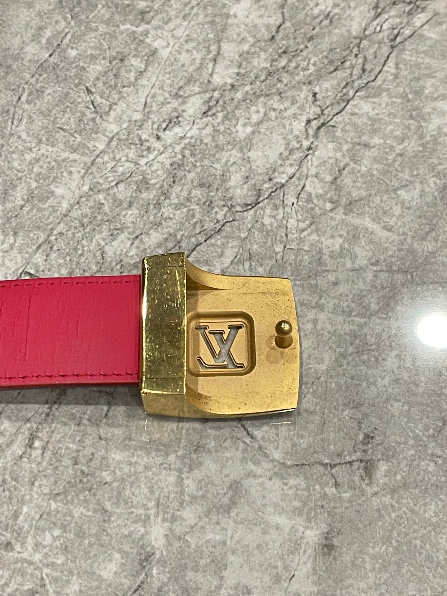 LOUIS VUITTON LV Monogram Multicolore White Canvas PVC Belt Gold Buckle With Box & Dust Bag